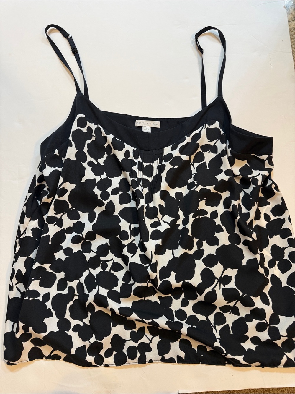 New York & Company Black and White Floral Print Cami